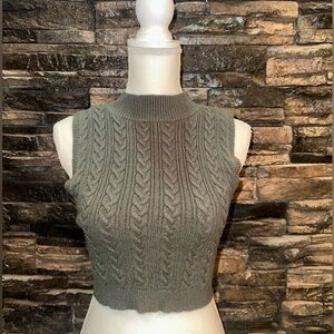 Cable Knit Sleeveless Sweater Crop Top 🧶